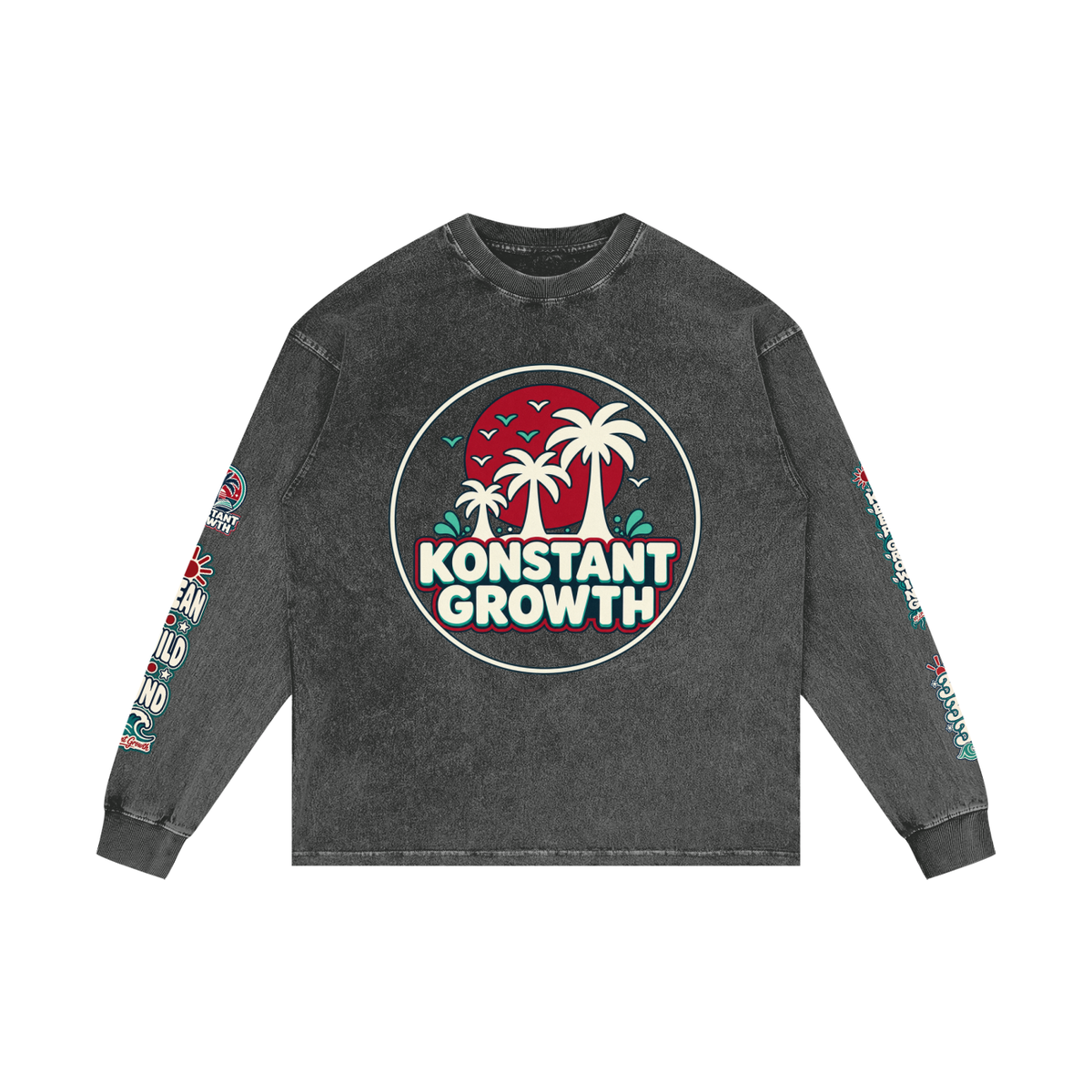 Konstant Growth Vintage — Pomegranate Acid Wash Long Sleeve Tee ODMPOD