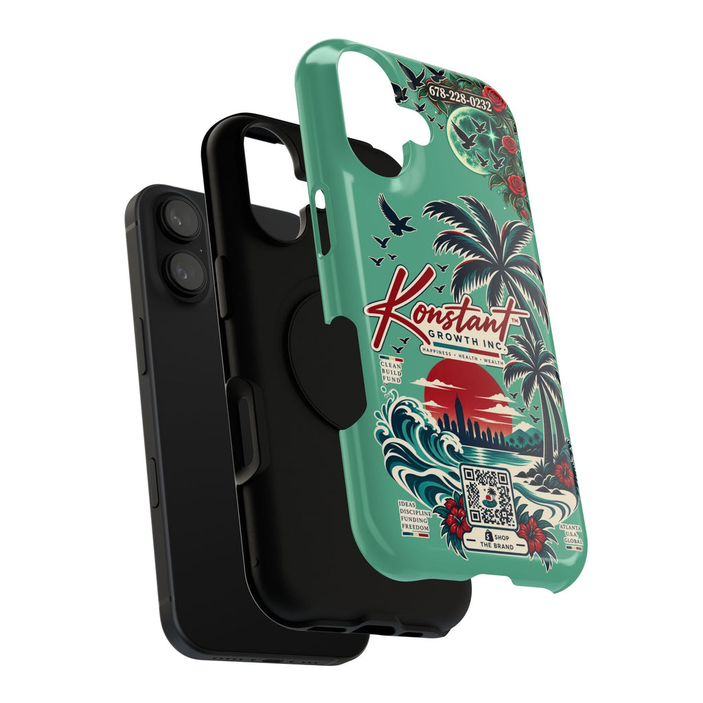 Tropical Palm Impact Phone Case — "Konstant Growth Inc." Retro Sunset Floral Design
