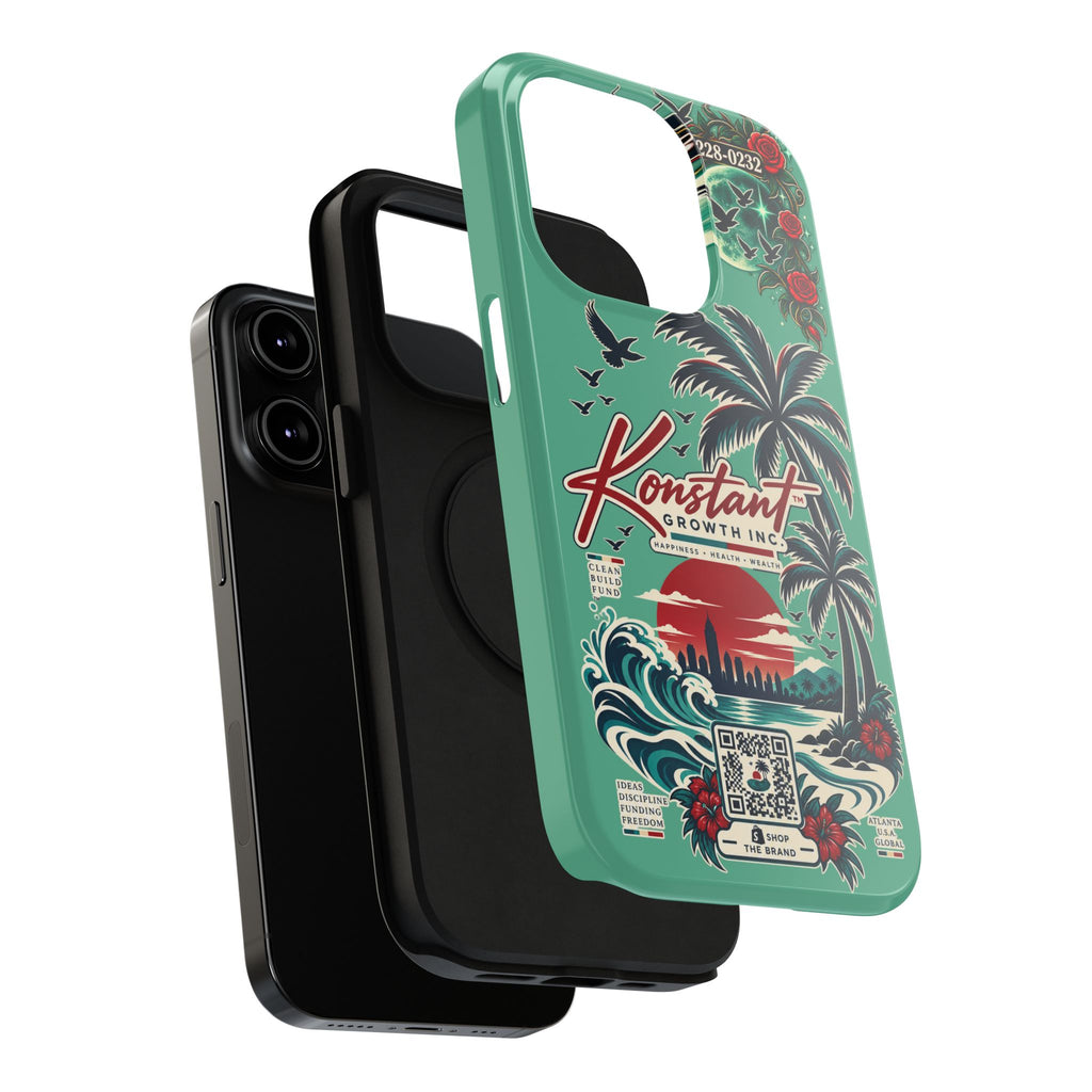 Tropical Palm Impact Phone Case — "Konstant Growth Inc." Retro Sunset Floral Design