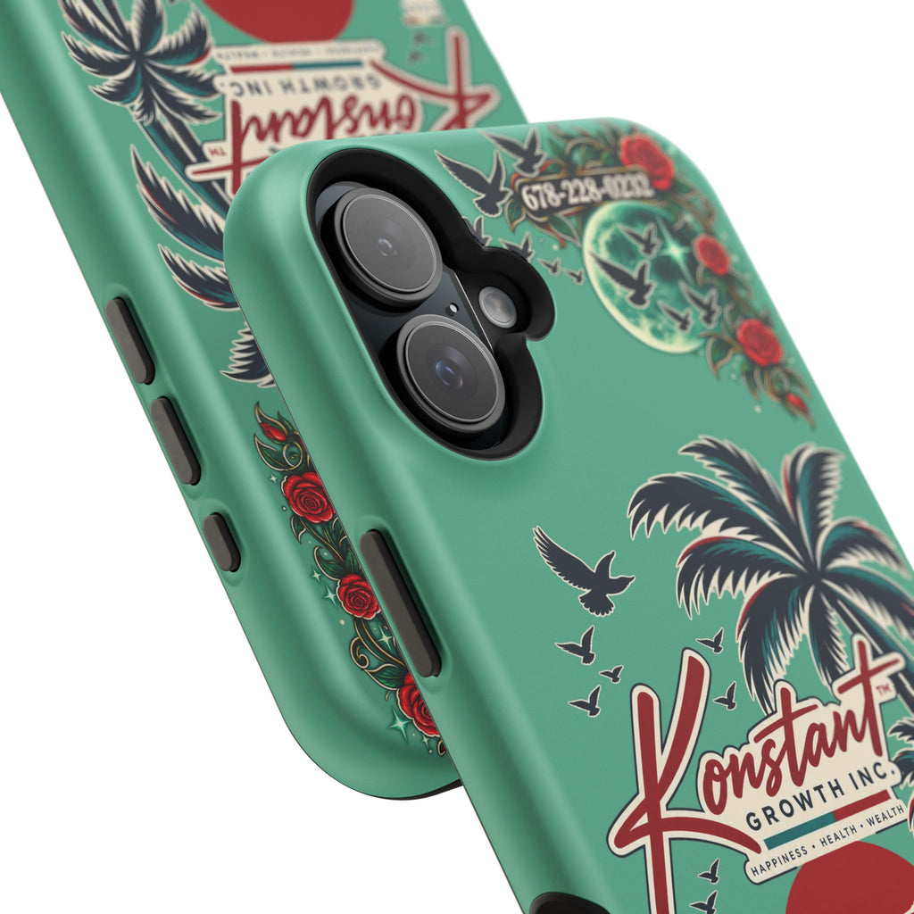 Tropical Palm Impact Phone Case — "Konstant Growth Inc." Retro Sunset Floral Design