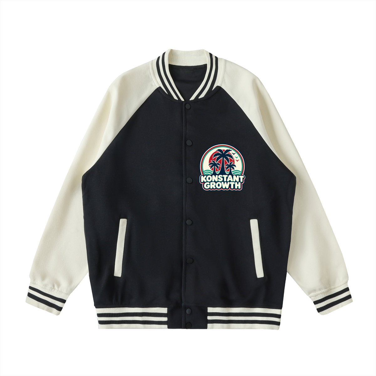 Konstant Growth Vintage — Two Tone Raglan Sleeve Varsity Jacket ODMPOD