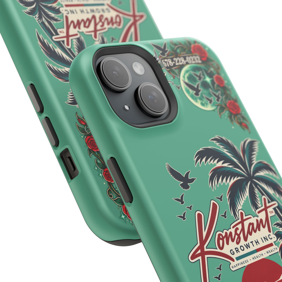 Tropical Palm Impact Phone Case — "Konstant Growth Inc." Retro Sunset Floral Design