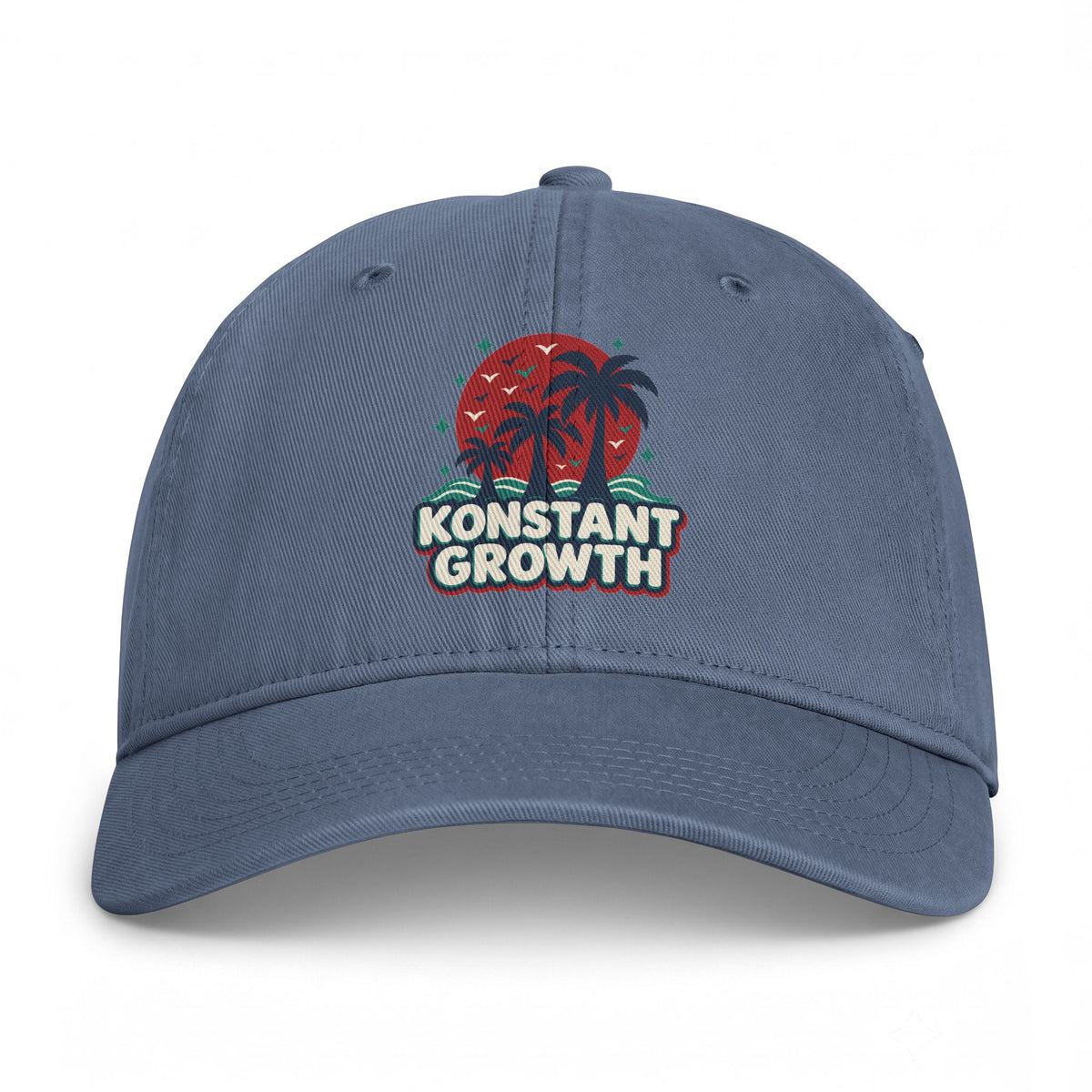 Coastal Washed Cap — 'Konstant Growth' Vintage Palm Beach Hat Printify