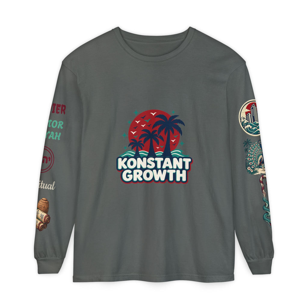 Long Sleeve Tee — "Konstant Growth" Spiritual Palm & Burning Bush Graphic