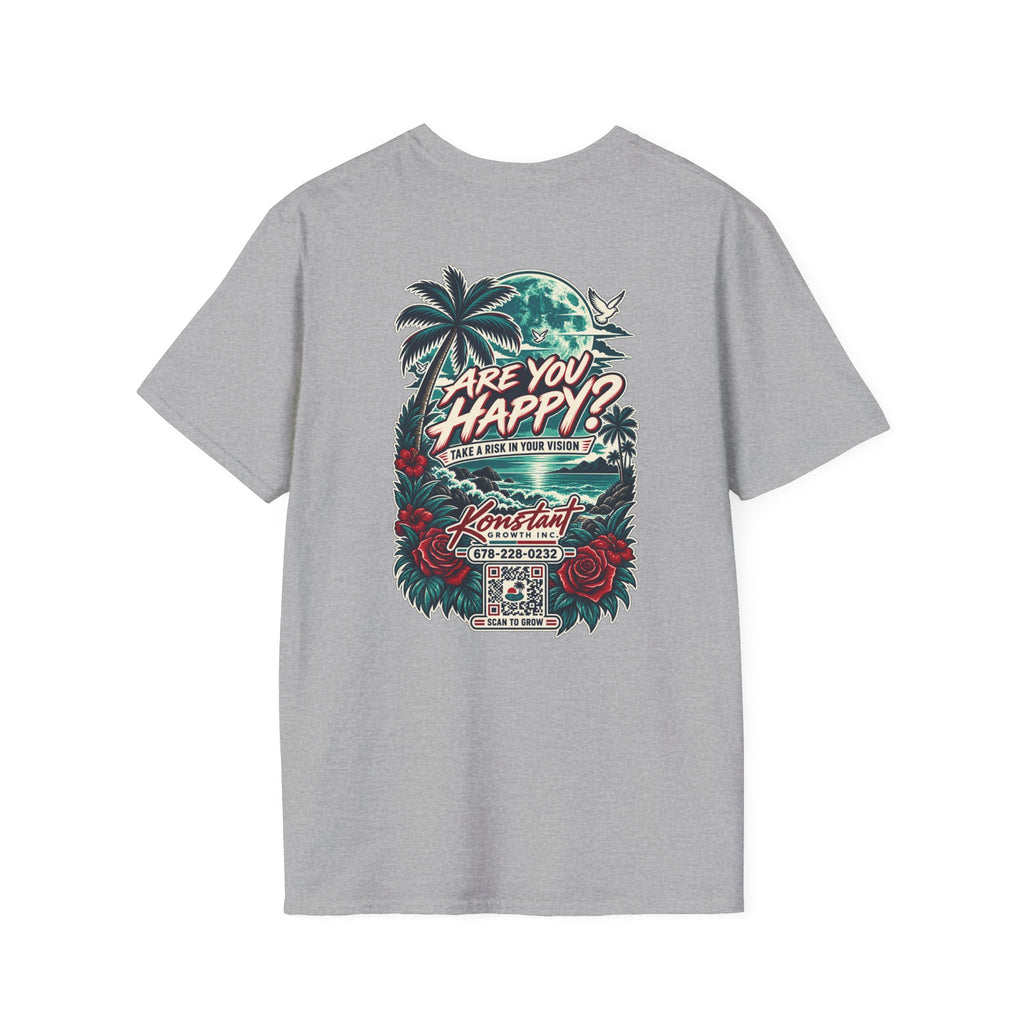 Are You Happy? Graphic T-Shirt — Konstant Growth Retro Tropical Design