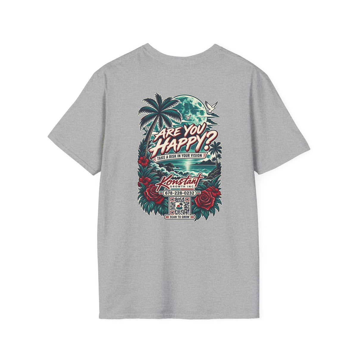 Are You Happy? Graphic T-Shirt — Konstant Growth Retro Tropical Design