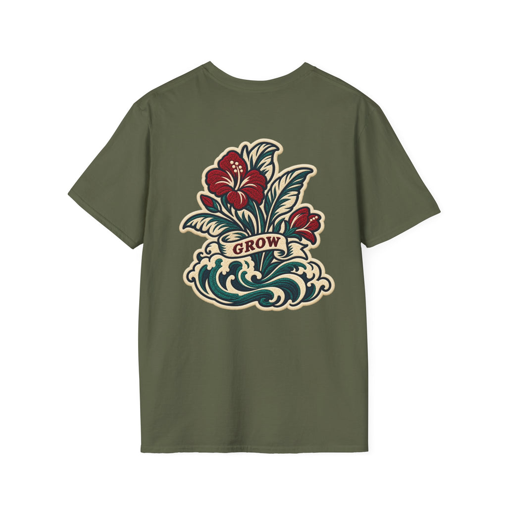 Fund & Grow Graphic T-Shirt — Retro Surf Floral Design