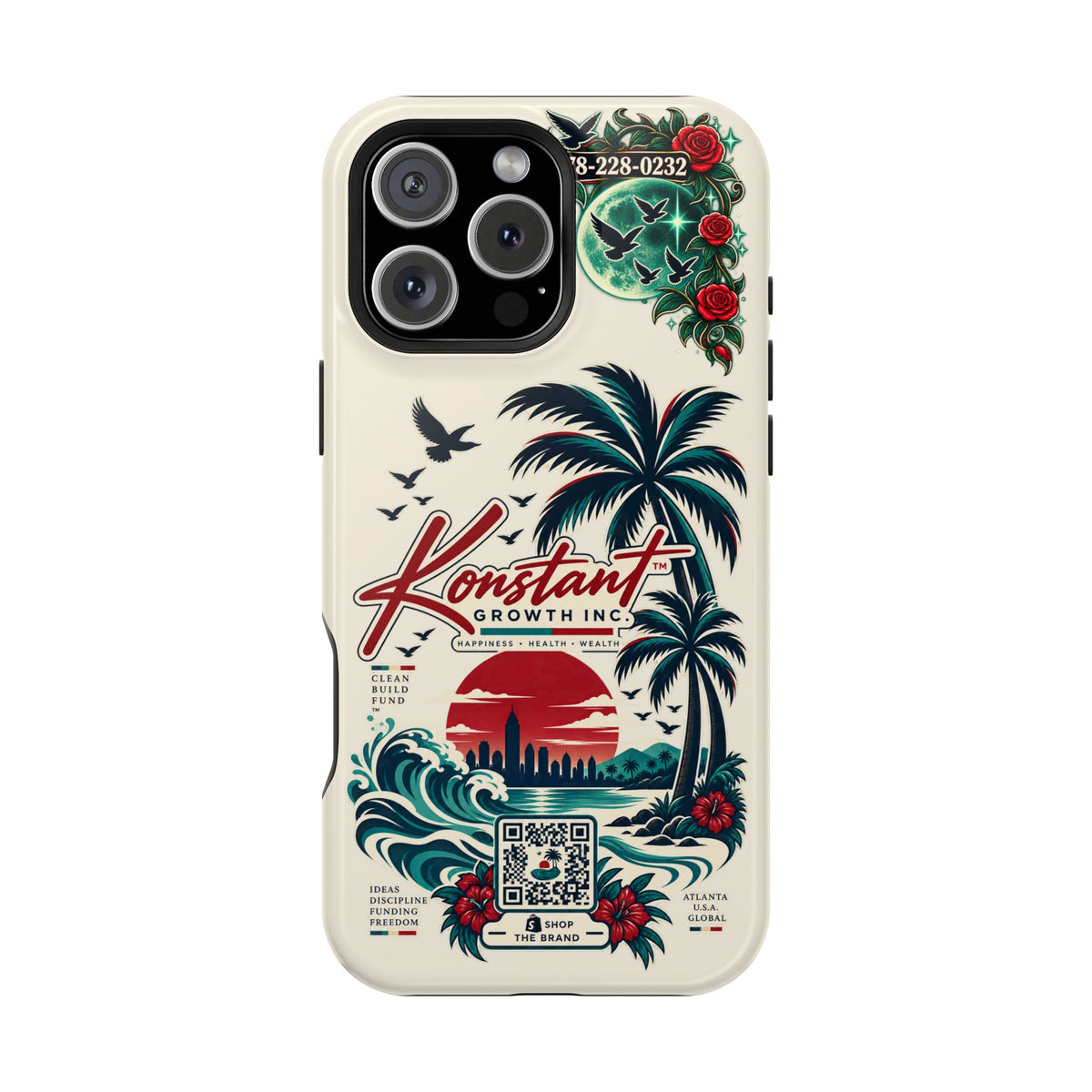 Tropical Palm Phone Case — "Konstant Growth Inc." Impact-Resistant Protective Case Printify