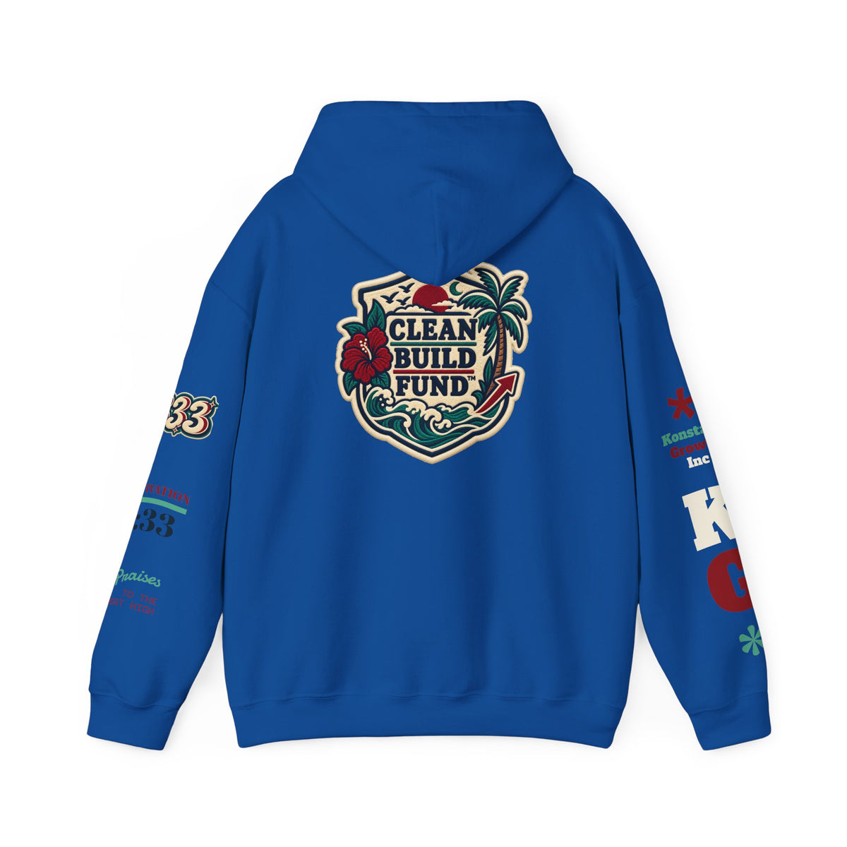 Funding Crewneck Hoodie — "Clean Build Fund" Graphic Pullover