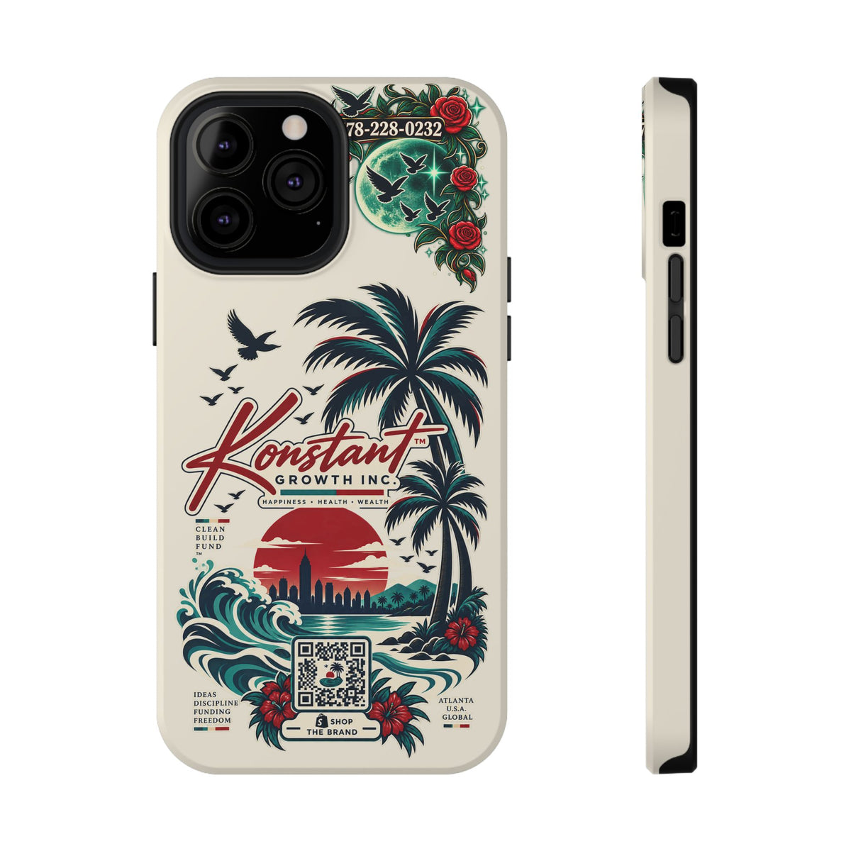 Tropical Palm Phone Case — "Konstant Growth Inc." Impact-Resistant Protective Case Printify
