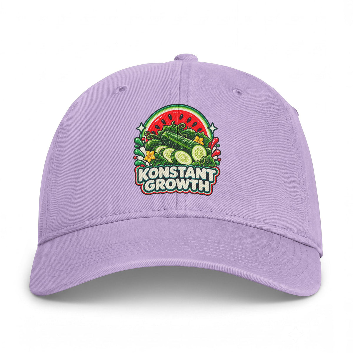 Embroidered 'Konstant Growth' Fruit Patch Cap — Washed Coastal Dad Hat Printify