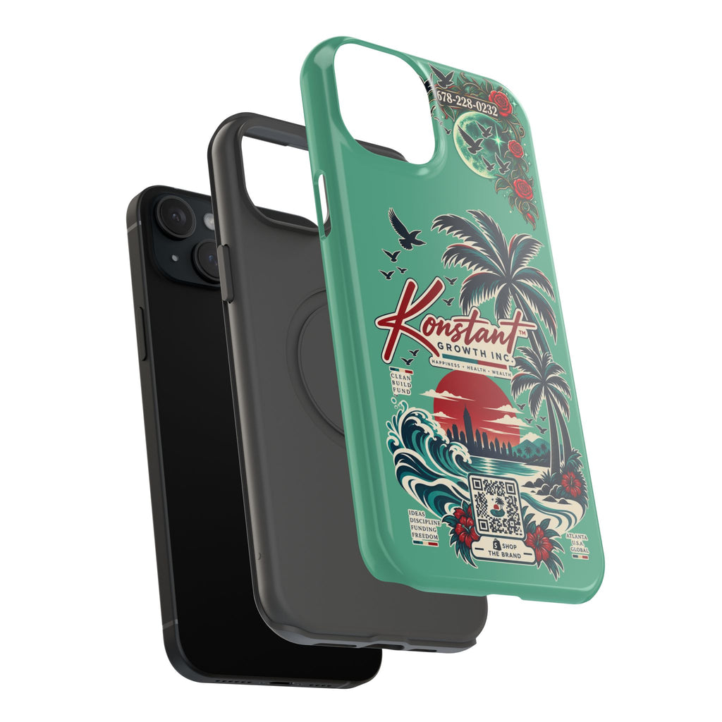 Tropical Palm Impact Phone Case — "Konstant Growth Inc." Retro Sunset Floral Design