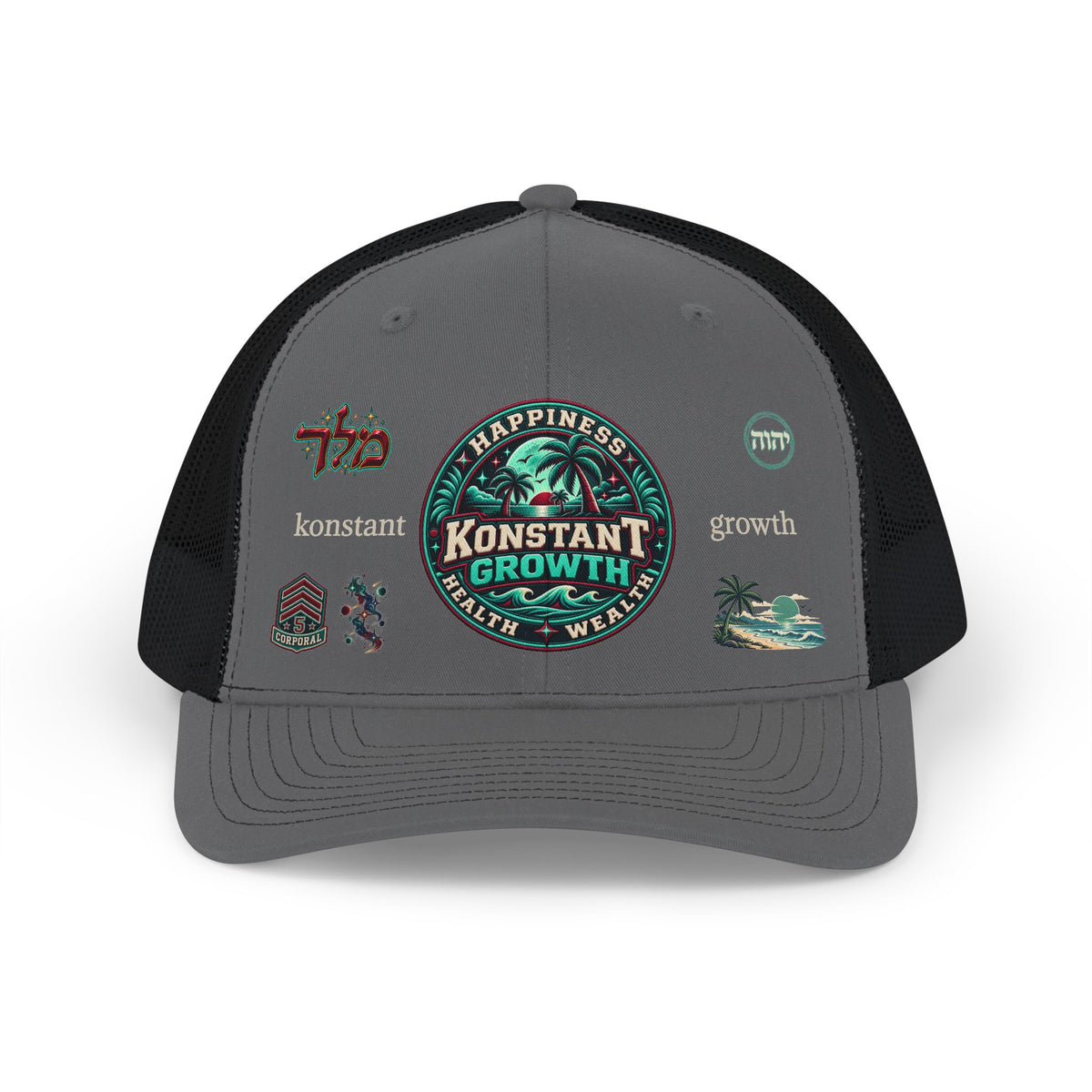 Konstant Growth Trucker Cap — Tropical Palm Patch Snapback