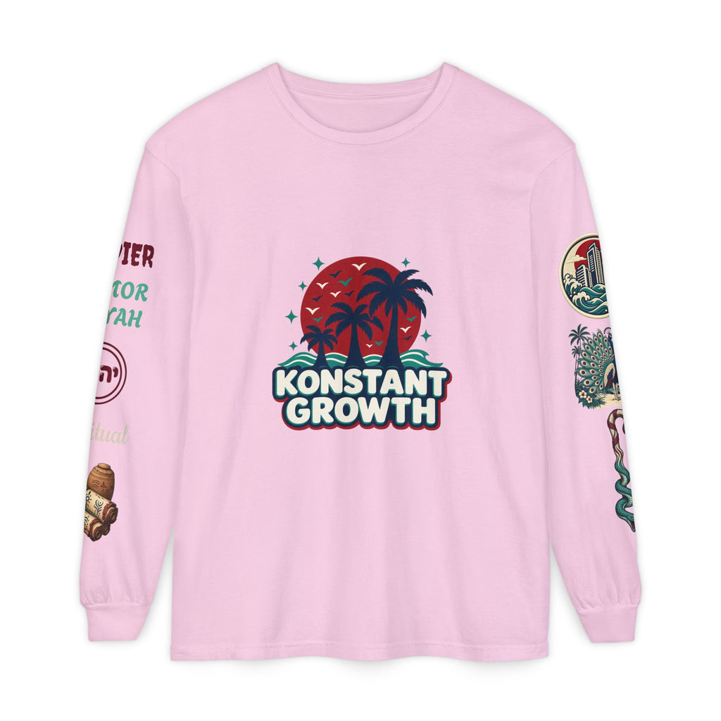Long Sleeve Tee — "Konstant Growth" Spiritual Palm & Burning Bush Graphic