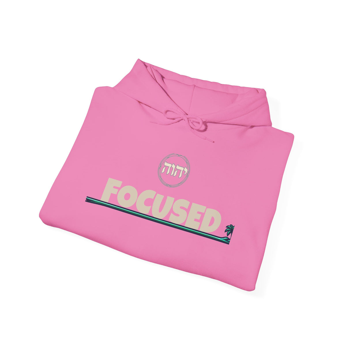 Focused Hoodie — Retro Sunset Palm Beach Graphic Hooded Sweatshirt
