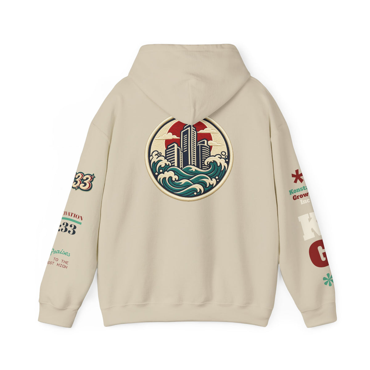 Build Cityscape Hoodie — Vintage Surf-Inspired 'BUILD' Graphic Pullover