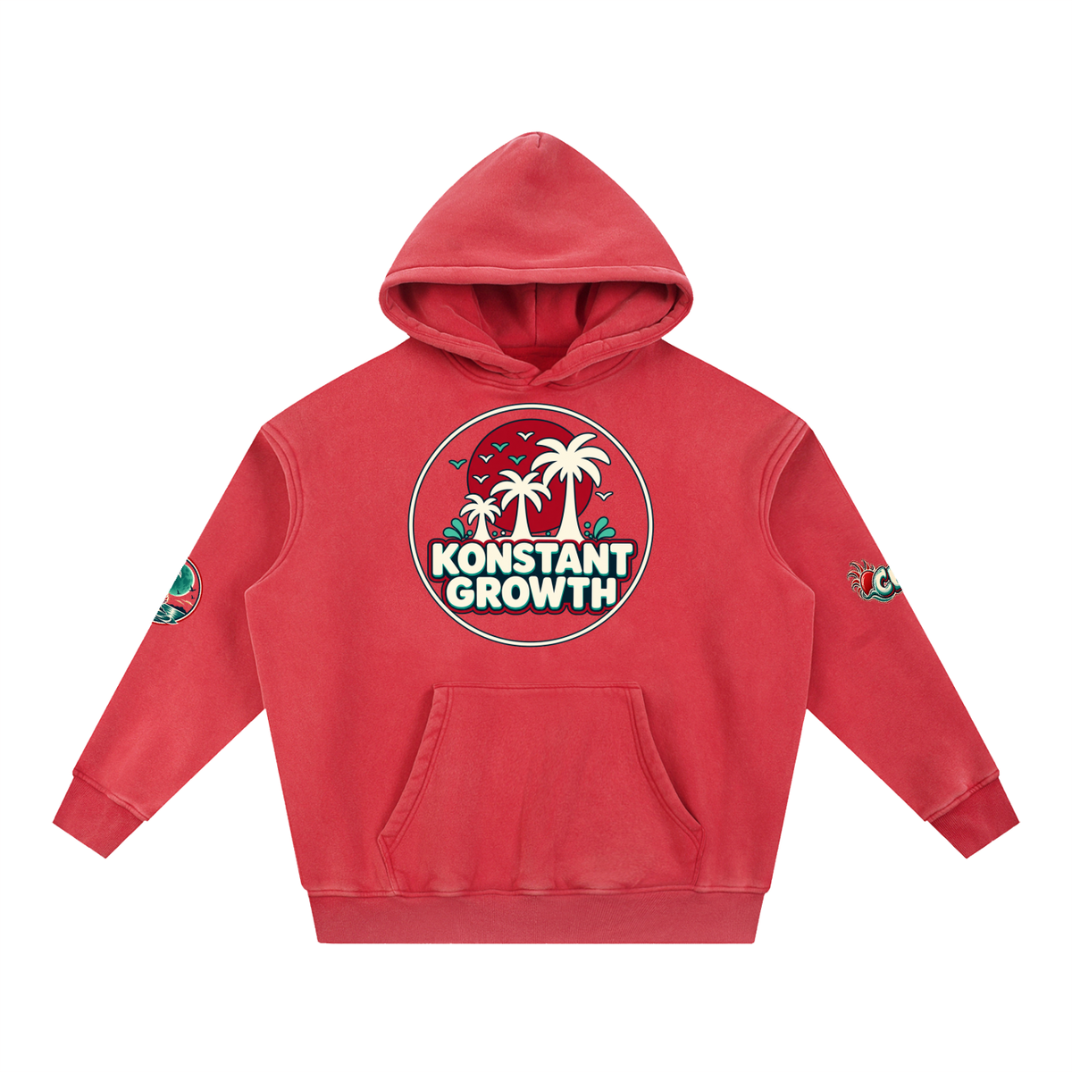 Konstant Growth Vintage — Classic Palm Emblem Snow-Wash Hoodie ODMPOD