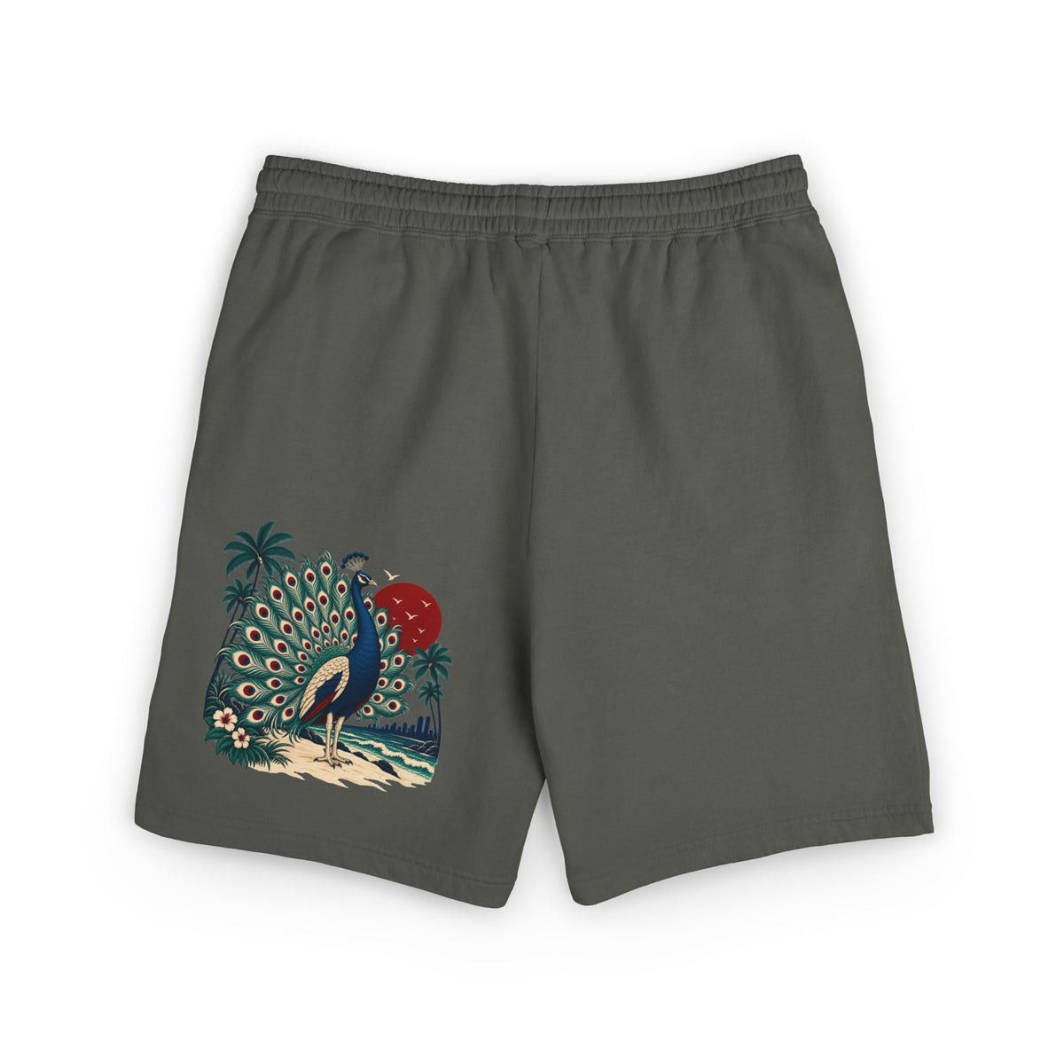 Konstant Growth Palm & Peacock Sweat Shorts — Garment-Dyed Lightweight Fleece