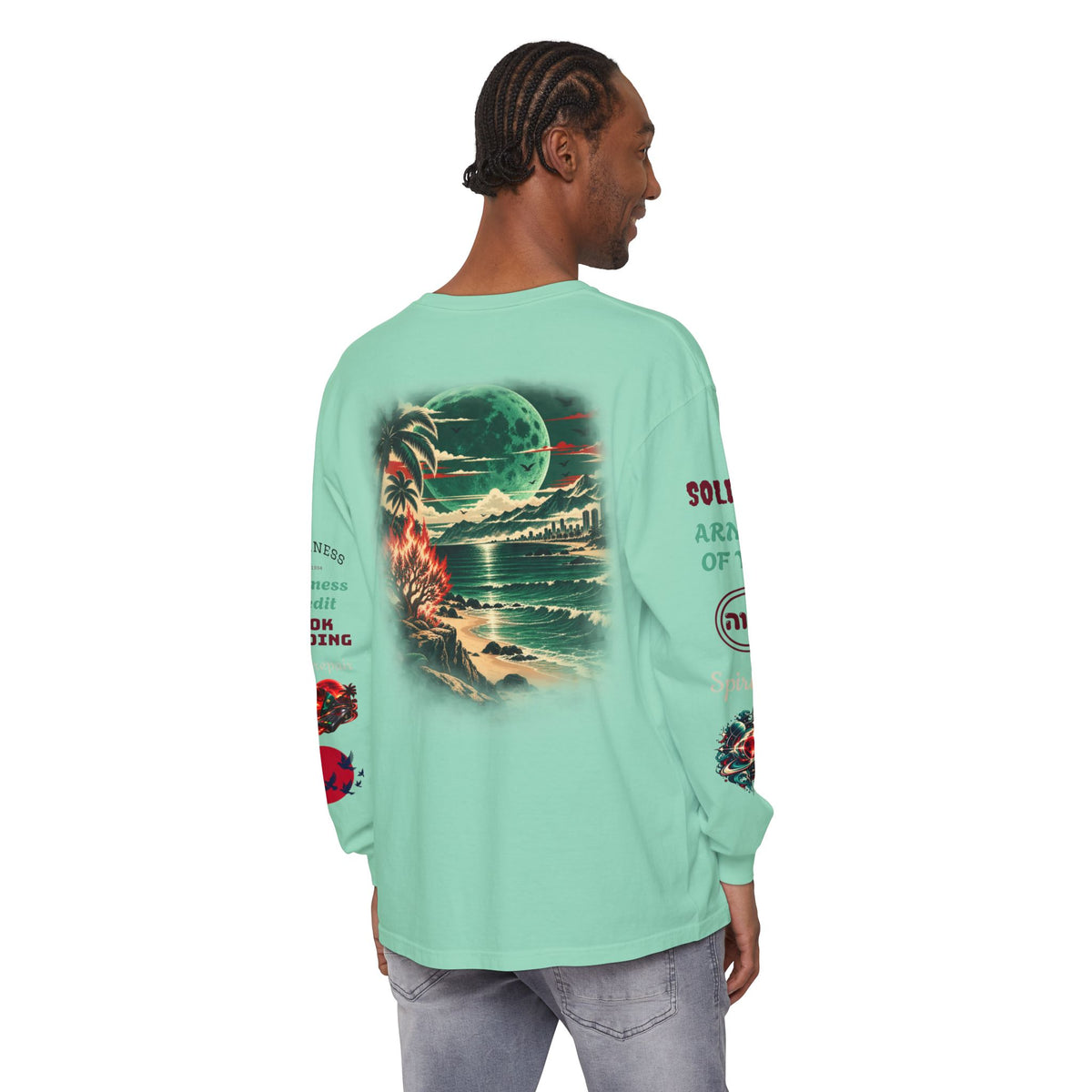 Konstant Growth Inc. Long Sleeve Tee — Tropical Moon Beach Graphic