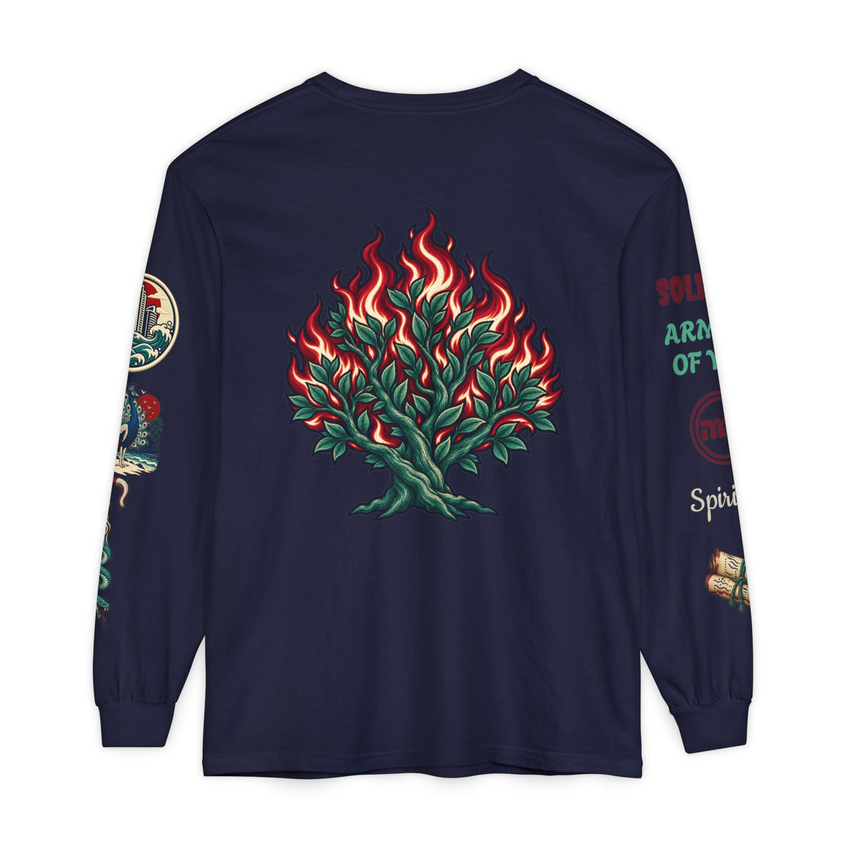 Long Sleeve Tee — "Konstant Growth" Spiritual Palm & Burning Bush Graphic Printify
