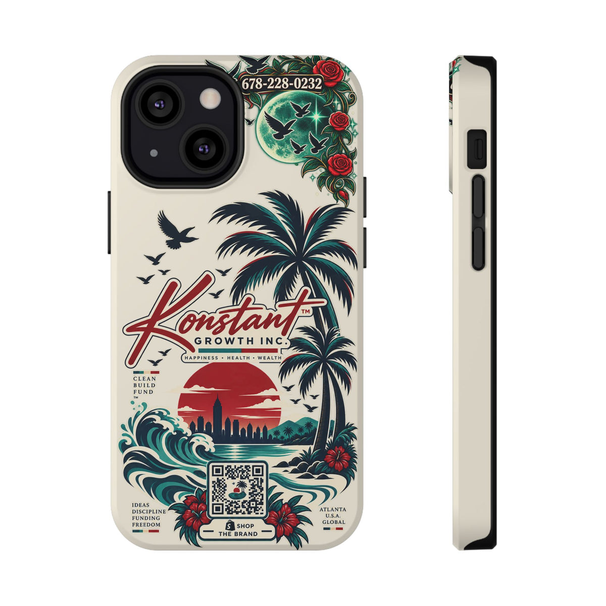 Tropical Palm Phone Case — "Konstant Growth Inc." Impact-Resistant Protective Case Printify