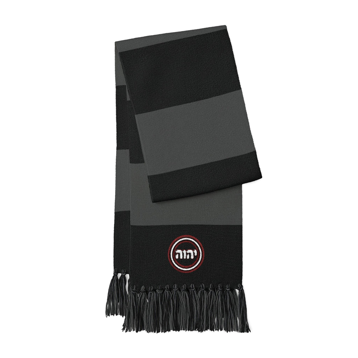 Striped Embroidered Crest Scarf | Spectator Scarf