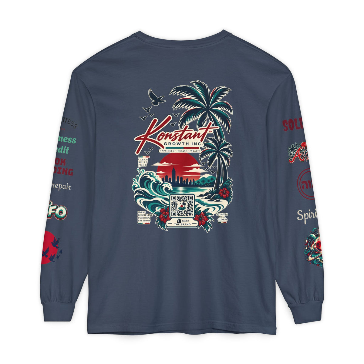 Konstant Growth Long Sleeve T-Shirt — Tropical Palm Surf Graphic Printify