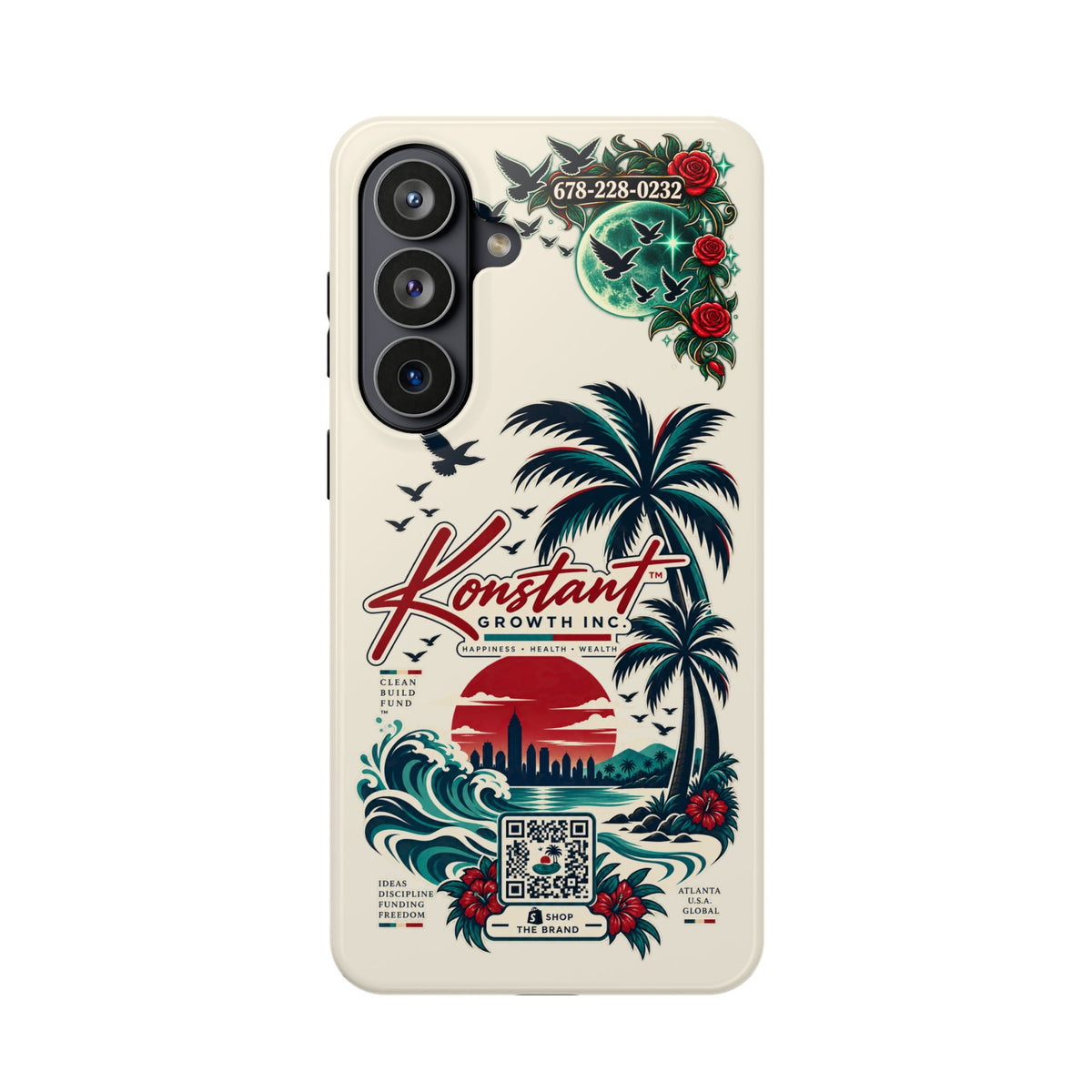 Tropical Palm Phone Case — "Konstant Growth Inc." Impact-Resistant Protective Case Printify