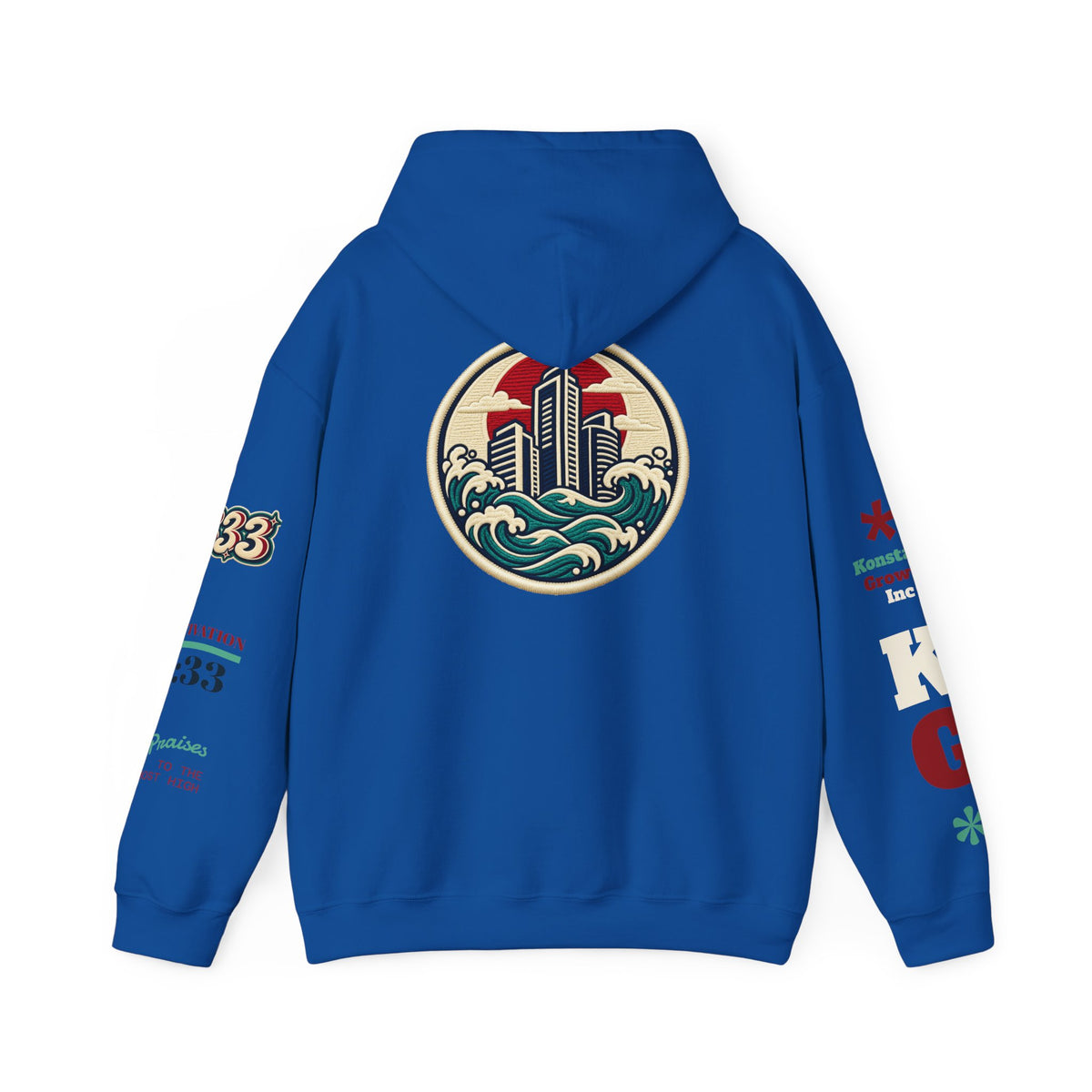 Build Cityscape Hoodie — Vintage Surf-Inspired 'BUILD' Graphic Pullover
