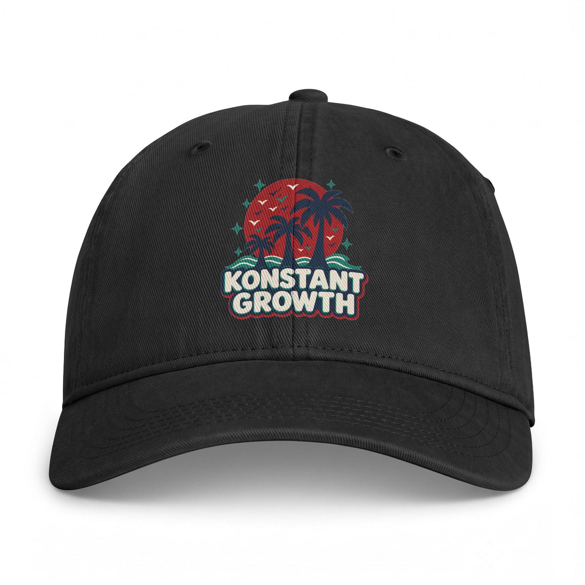 Coastal Washed Cap — 'Konstant Growth' Vintage Palm Beach Hat Printify