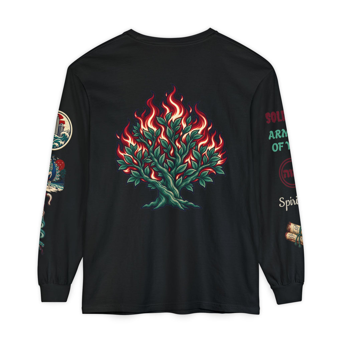 Long Sleeve Tee — "Konstant Growth" Spiritual Palm & Burning Bush Graphic