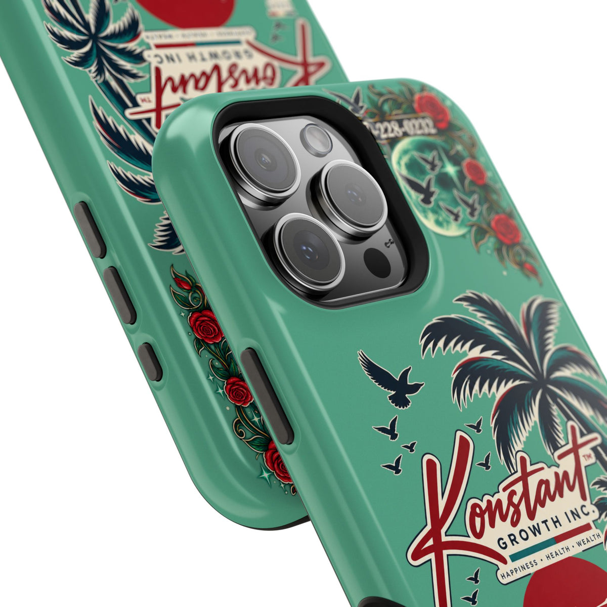 Tropical Palm Impact Phone Case — "Konstant Growth Inc." Retro Sunset Floral Design