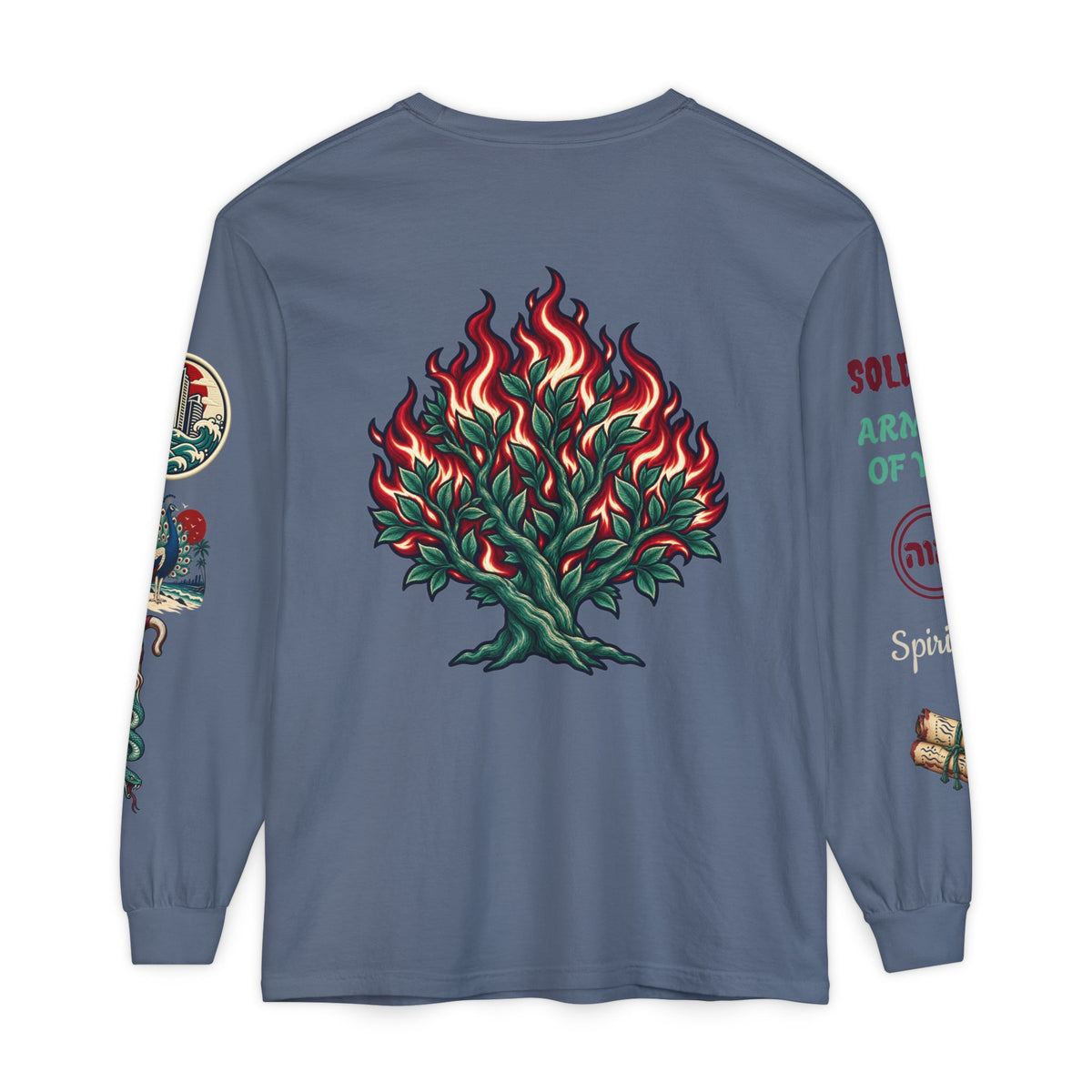Long Sleeve Tee — "Konstant Growth" Spiritual Palm & Burning Bush Graphic Printify