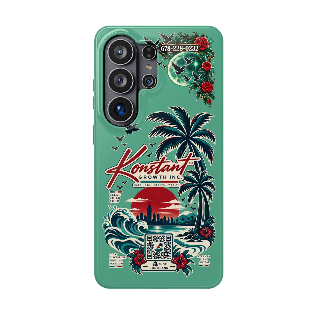 Tropical Palm Impact Phone Case — "Konstant Growth Inc." Retro Sunset Floral Design Printify