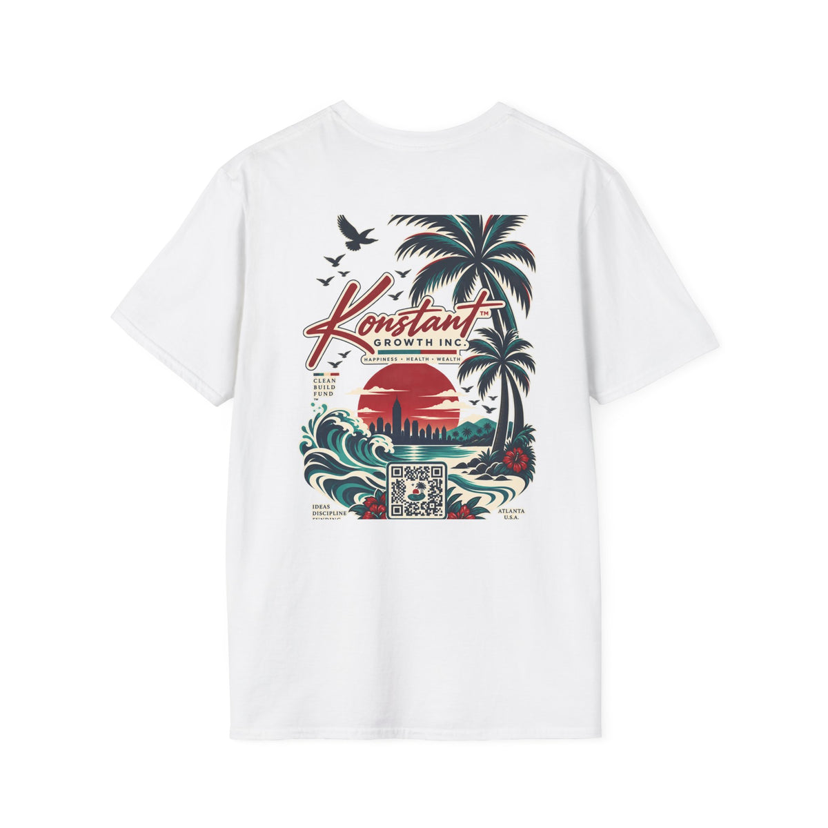 Konstant Growth Beach Graphic T-Shirt — Retro Palm Sunset Surf Design
