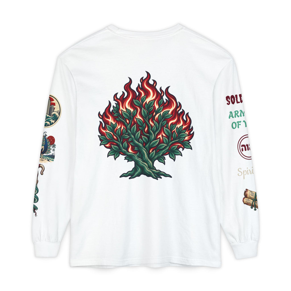 Long Sleeve Tee — "Konstant Growth" Spiritual Palm & Burning Bush Graphic Printify