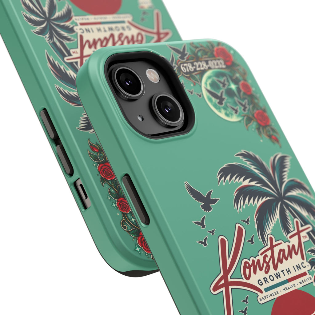 Tropical Palm Impact Phone Case — "Konstant Growth Inc." Retro Sunset Floral Design