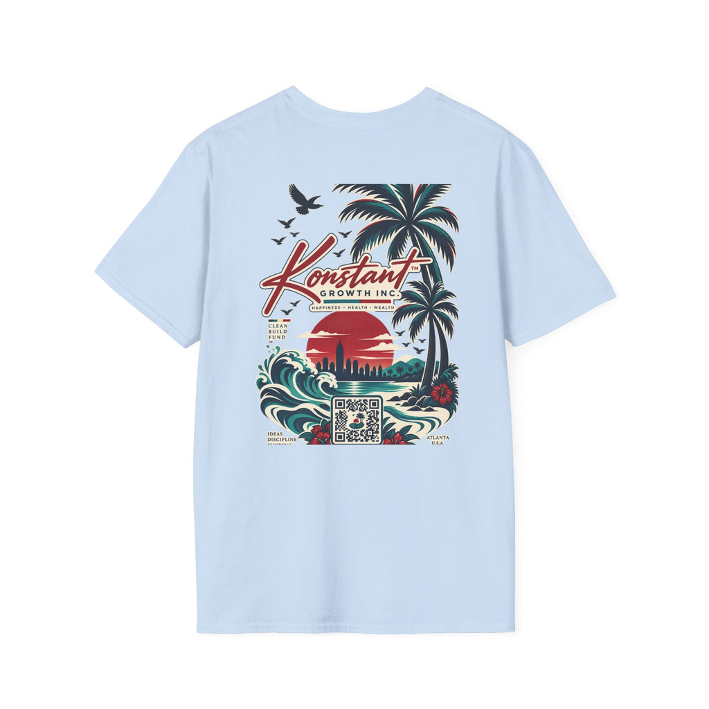 Konstant Growth Beach Graphic T-Shirt — Retro Palm Sunset Surf Design