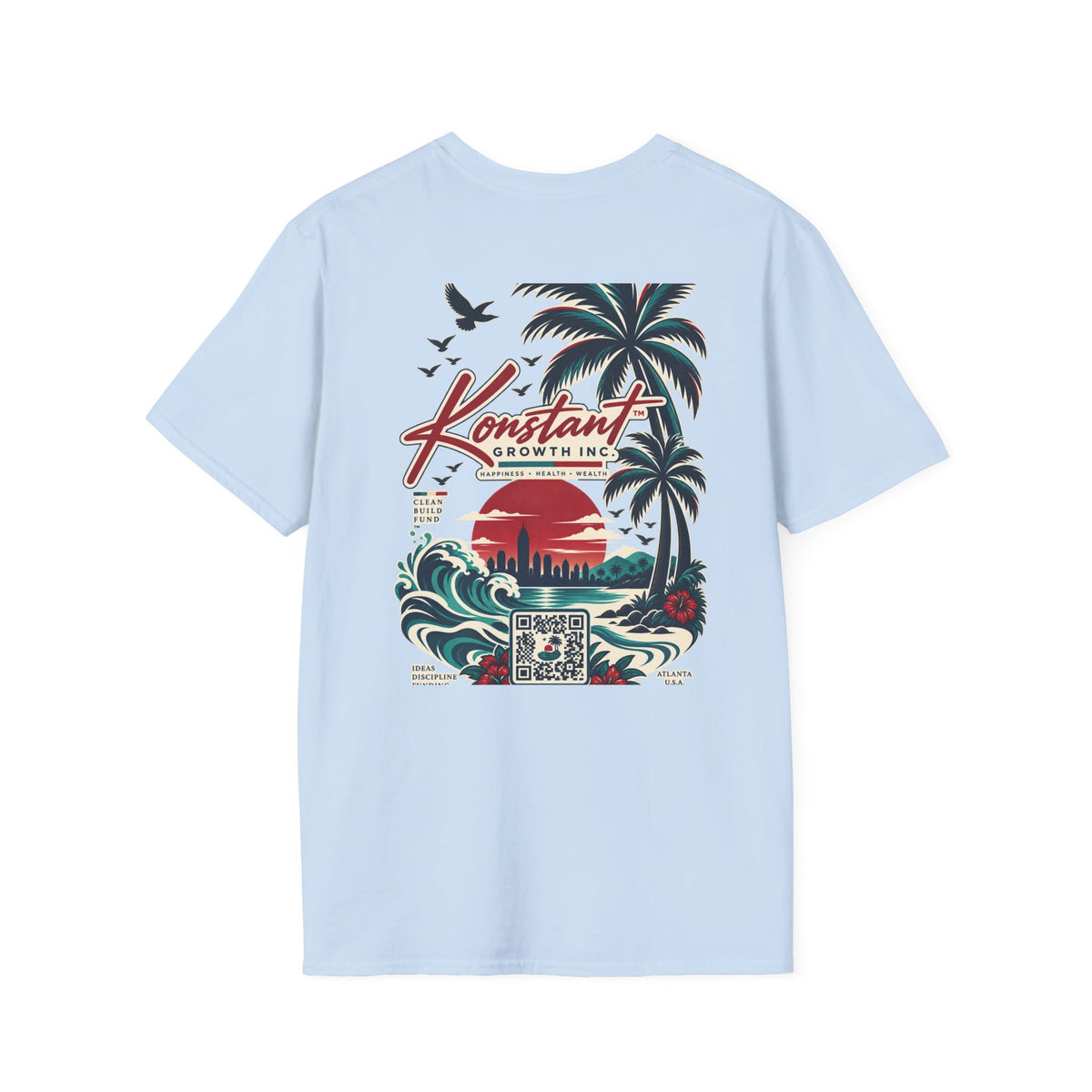 Konstant Growth Beach Graphic T-Shirt — Retro Palm Sunset Surf Design