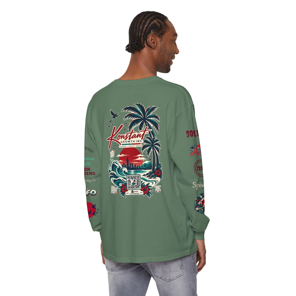 Konstant Growth Long Sleeve T-Shirt — Tropical Palm Surf Graphic