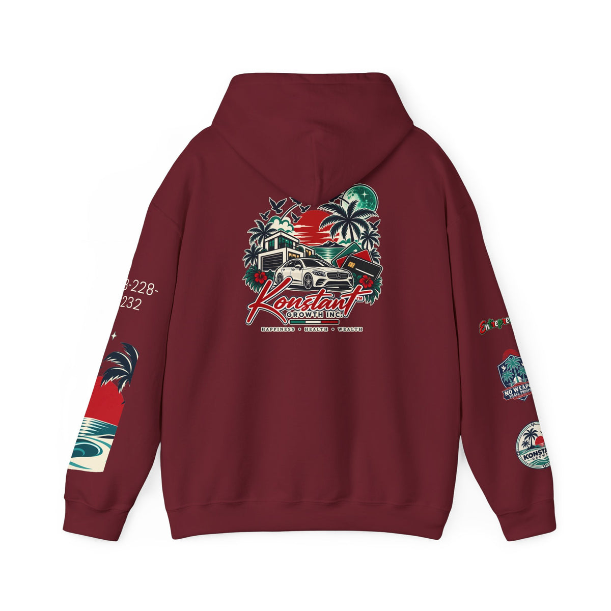 Blessed Hoodie | Surfer Palm Wave Graphic Hoodie, Tropical Beach Sweatshirt