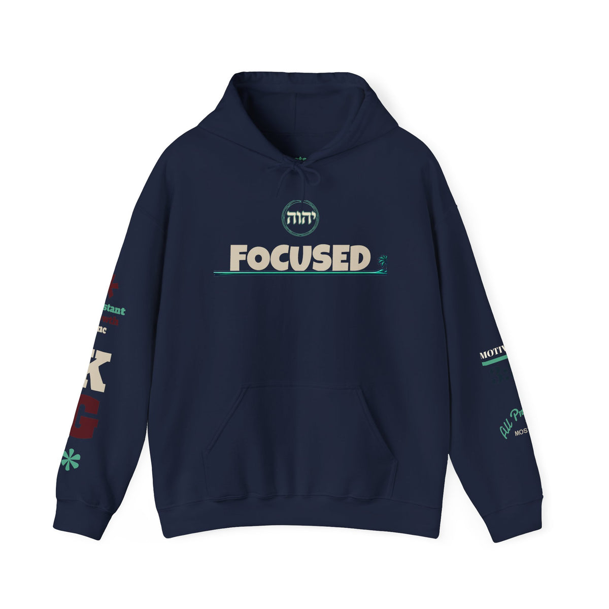 Focused Hoodie — Retro Sunset Palm Beach Graphic Hooded Sweatshirt