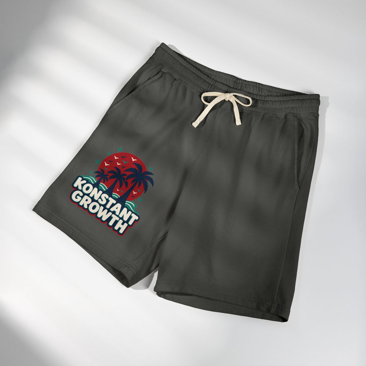 Konstant Growth Palm & Peacock Sweat Shorts — Garment-Dyed Lightweight Fleece