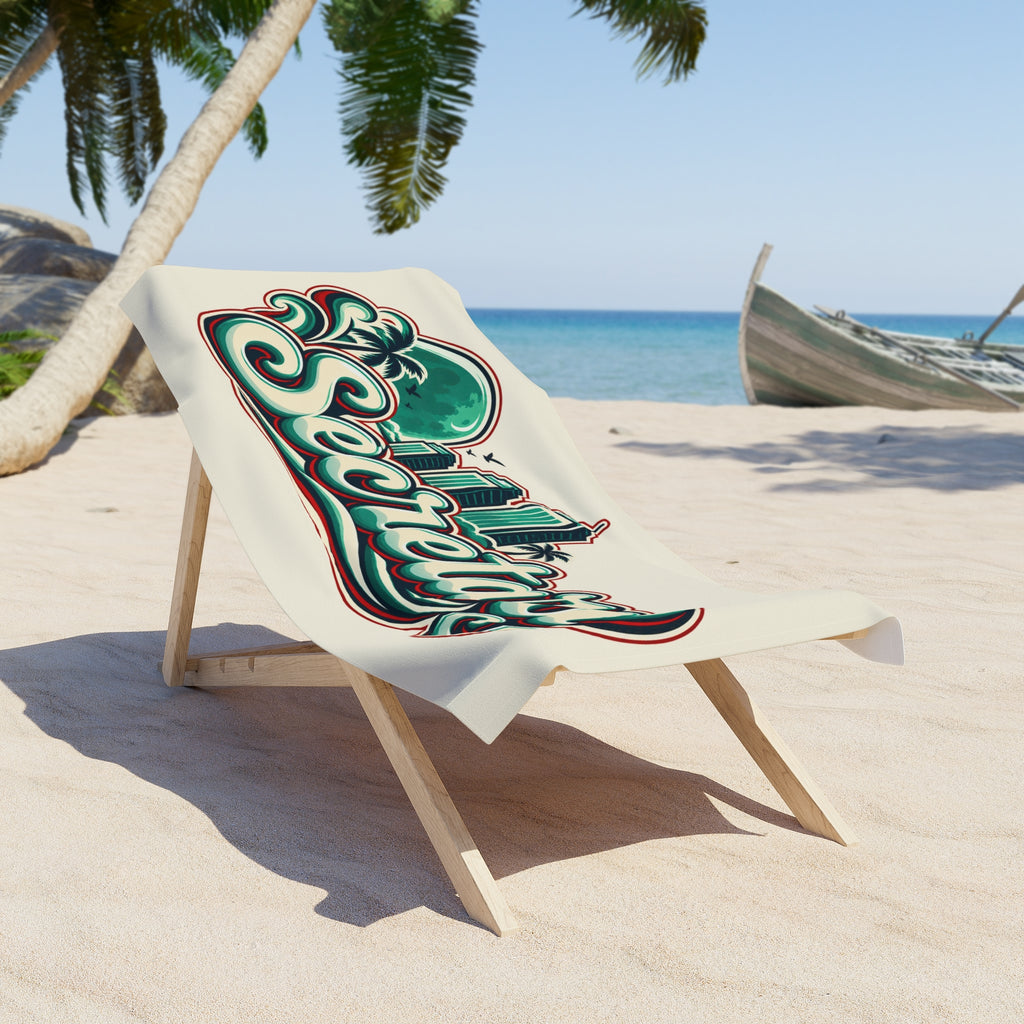 Secretary Beach Towel – Retro Tropical Script Design