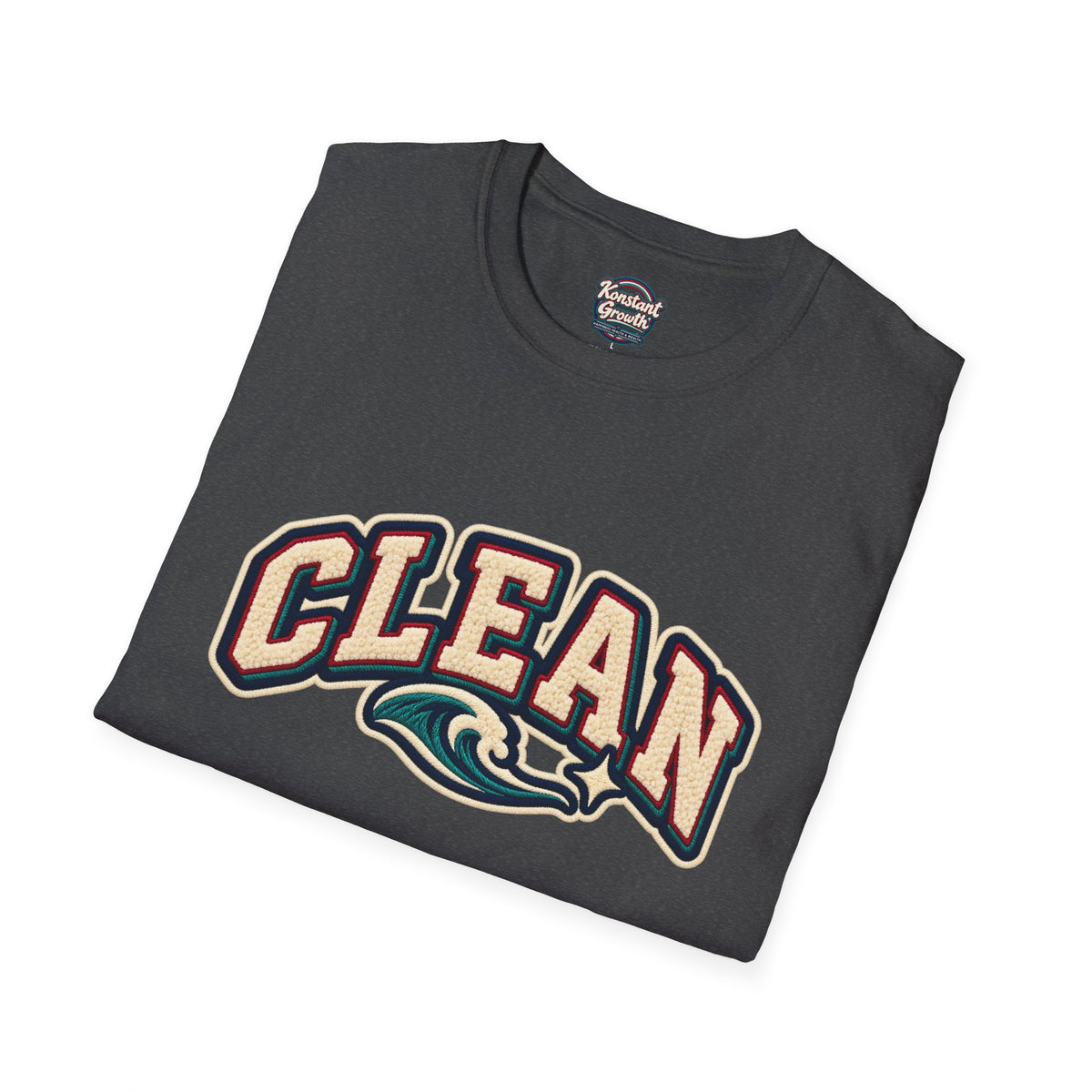 Clean Wave T-Shirt — Vintage Surf Logo Tee (beach palms, "CLEAN")