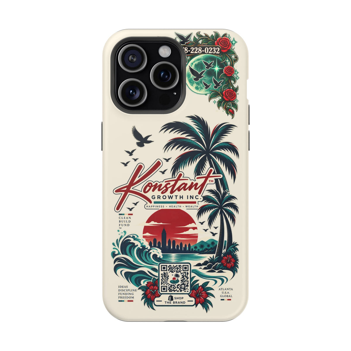 Tropical Palm Phone Case — "Konstant Growth Inc." Impact-Resistant Protective Case Printify
