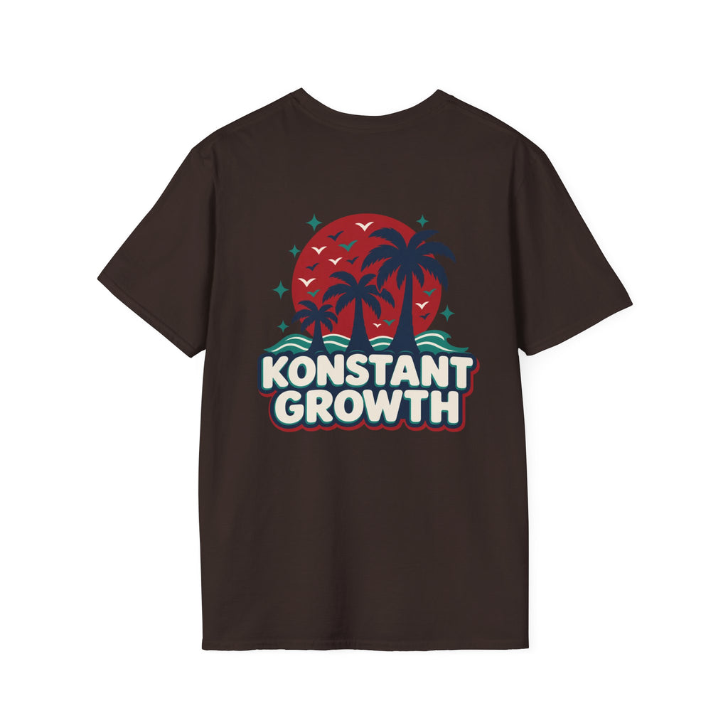Konstant Growth T-Shirt — Retro Palm Sunset Design