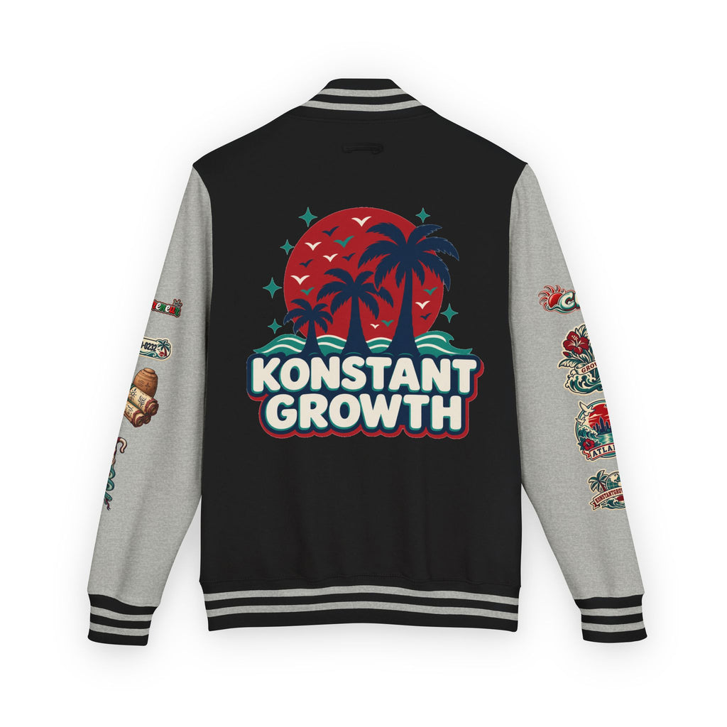 Letterman Jacket — "Konstant Growth" Palm Graphic with "Happiness Health Wealth" Chest Patch