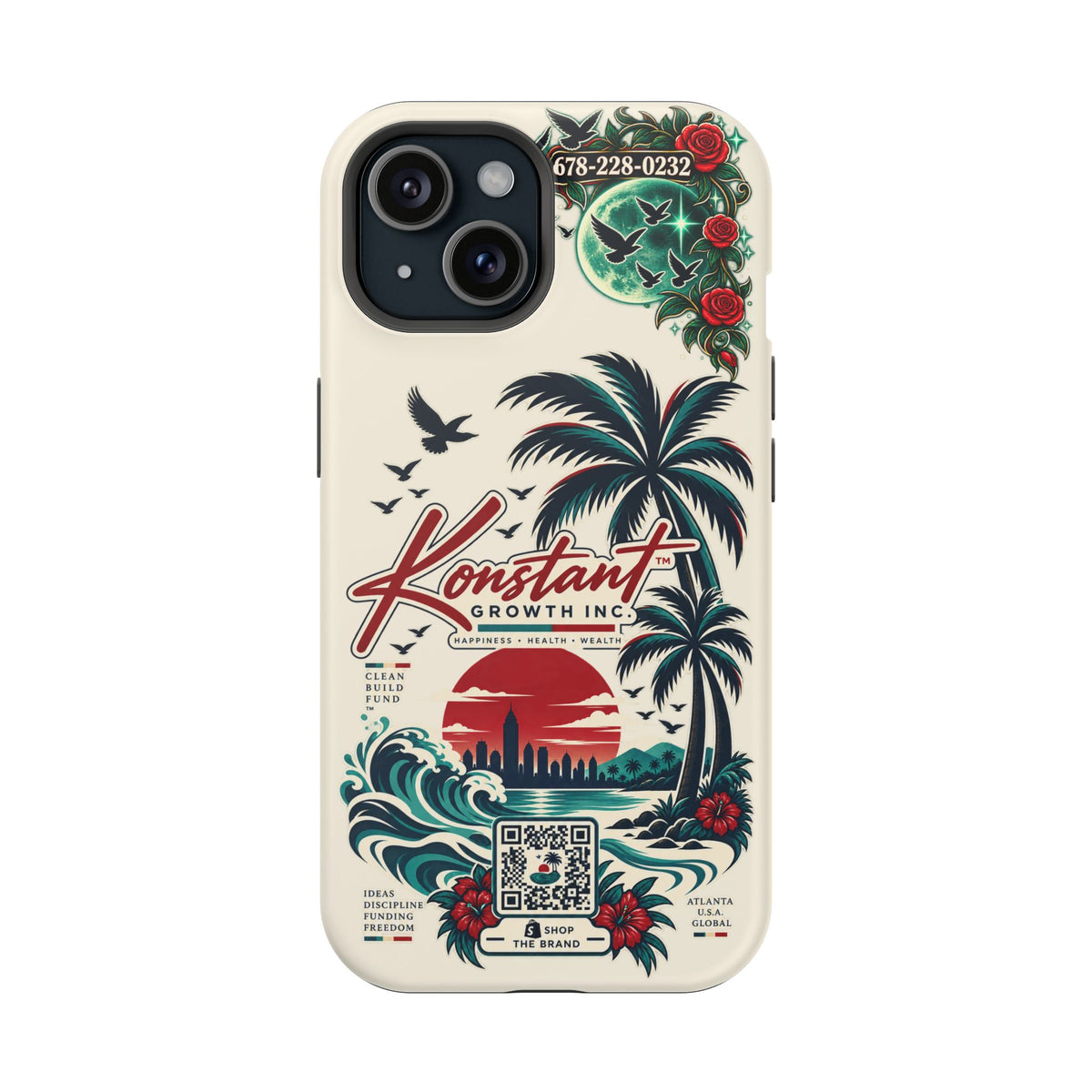 Tropical Palm Phone Case — "Konstant Growth Inc." Impact-Resistant Protective Case Printify