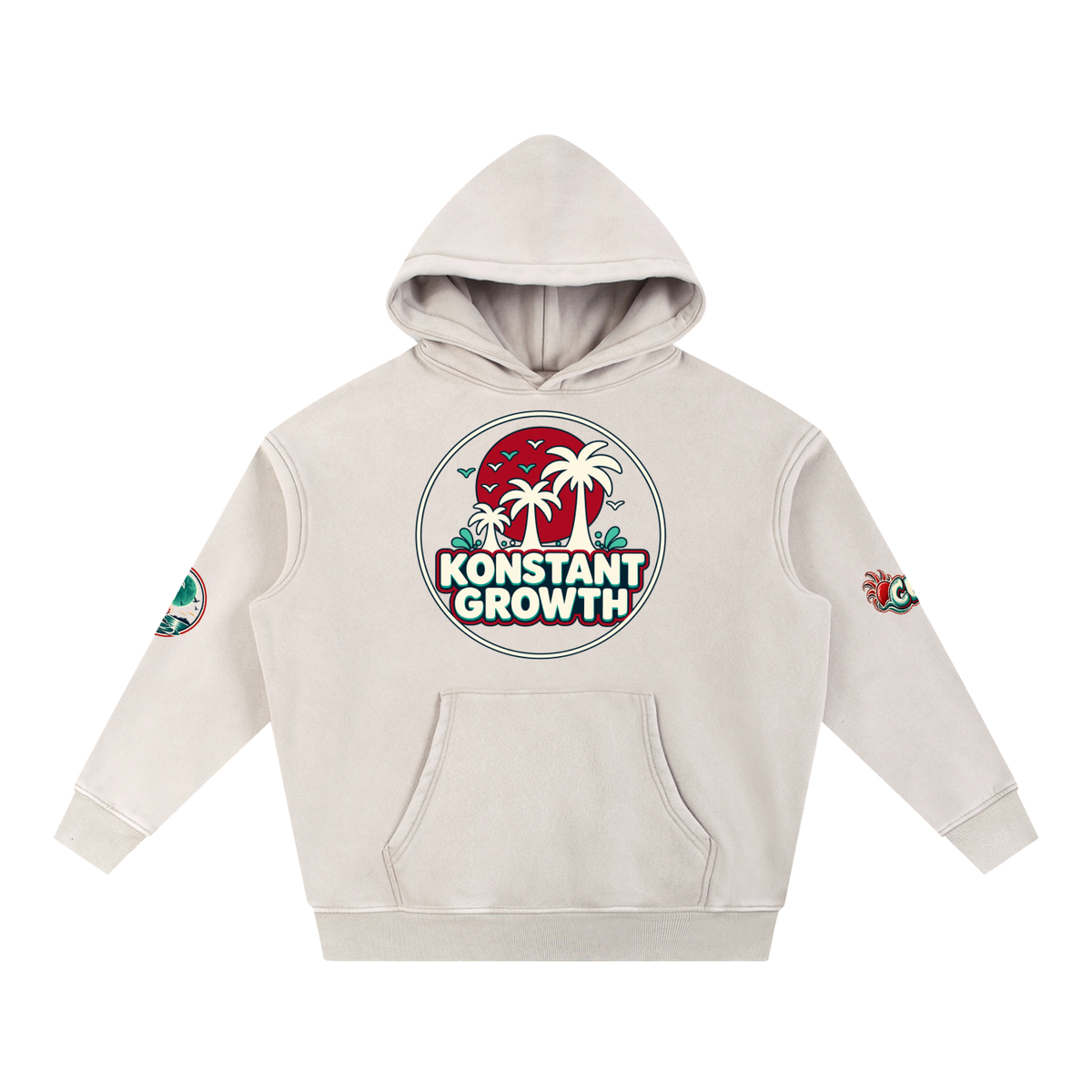 Konstant Growth Vintage — Classic Palm Emblem Snow-Wash Hoodie ODMPOD